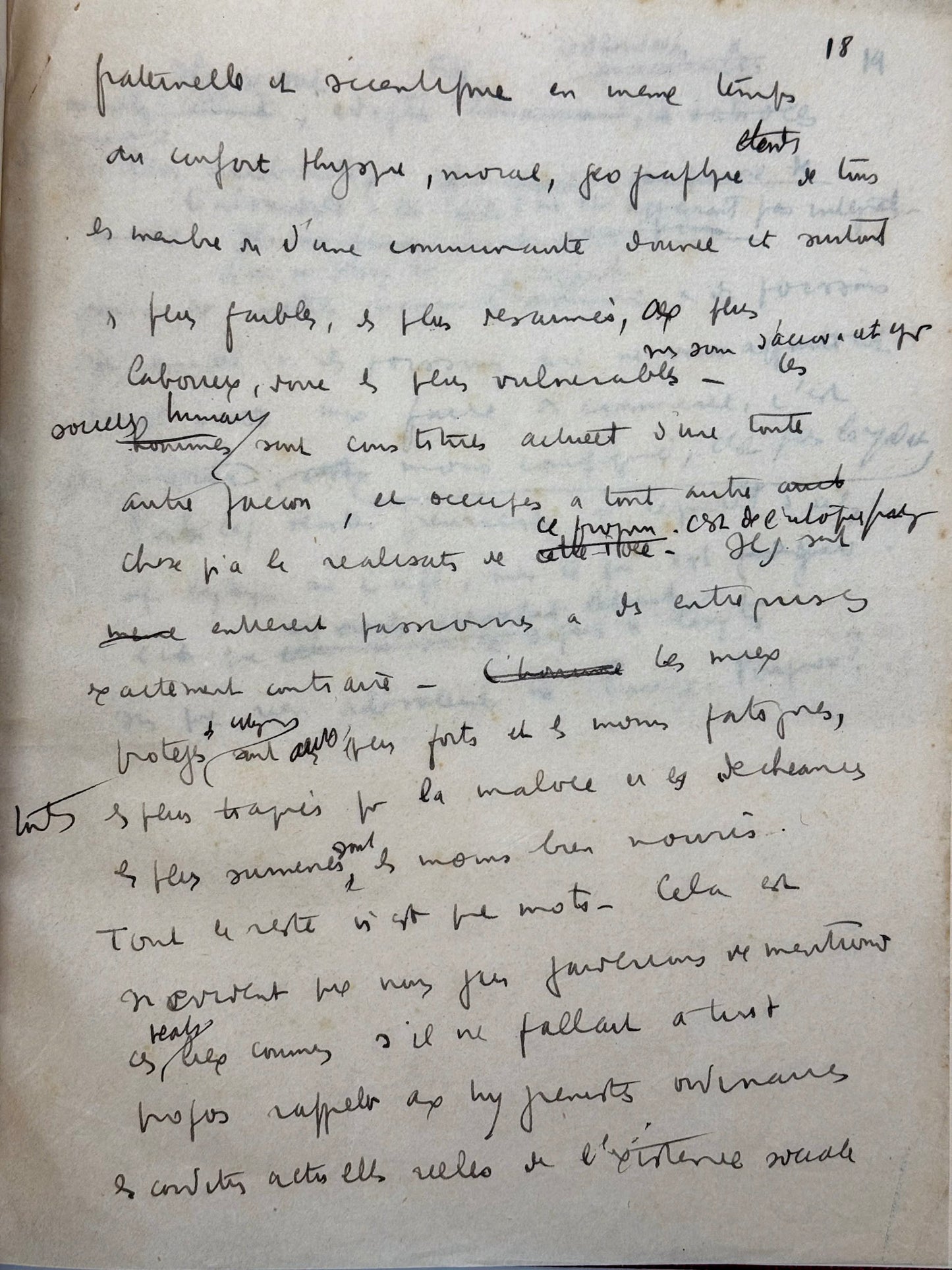 Autograph manuscript "Mémoire pour le cours des Hauts Etudes"