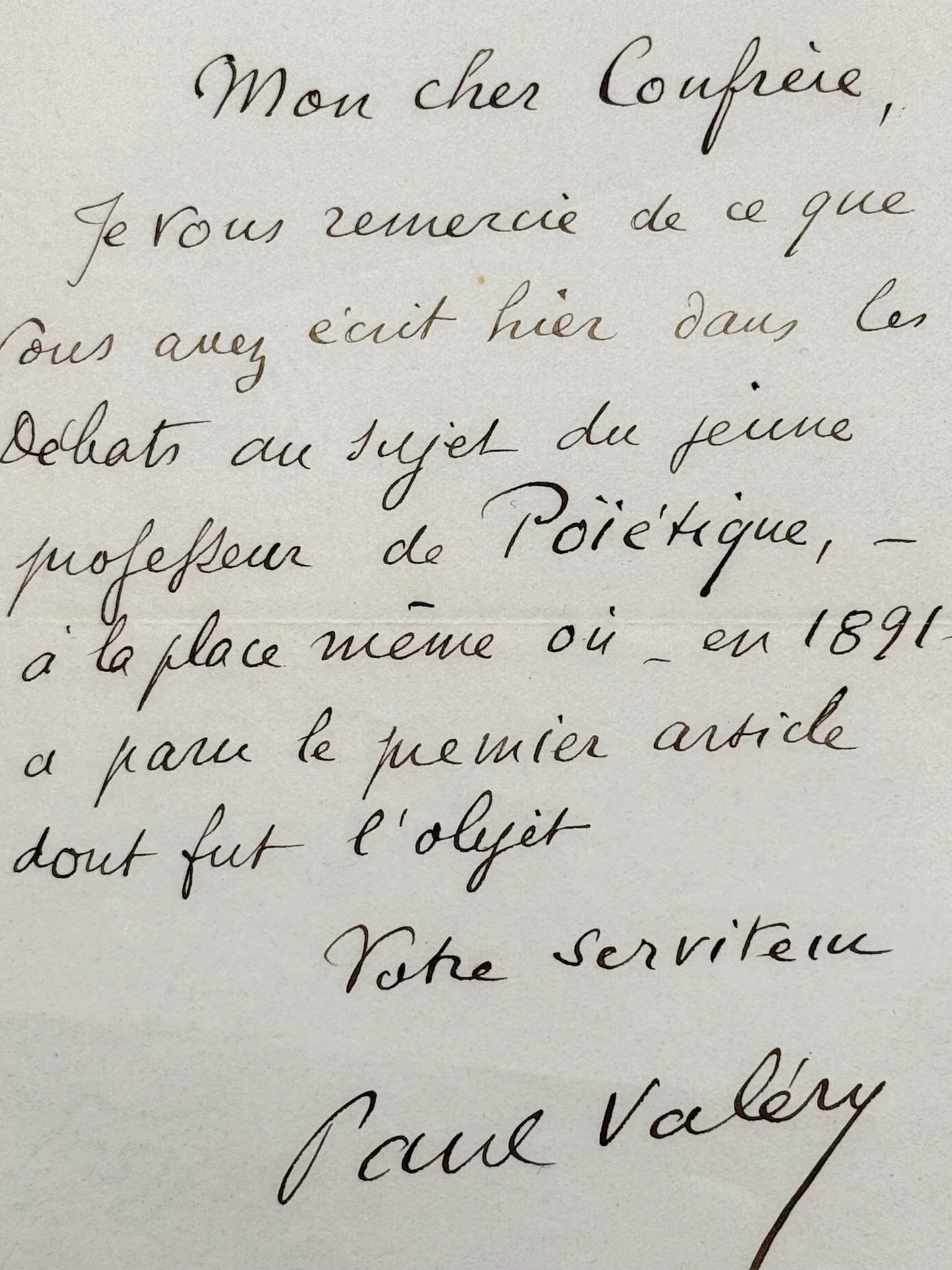 L.A.S. Paul Valéry à Gaétan Sanvoisin
