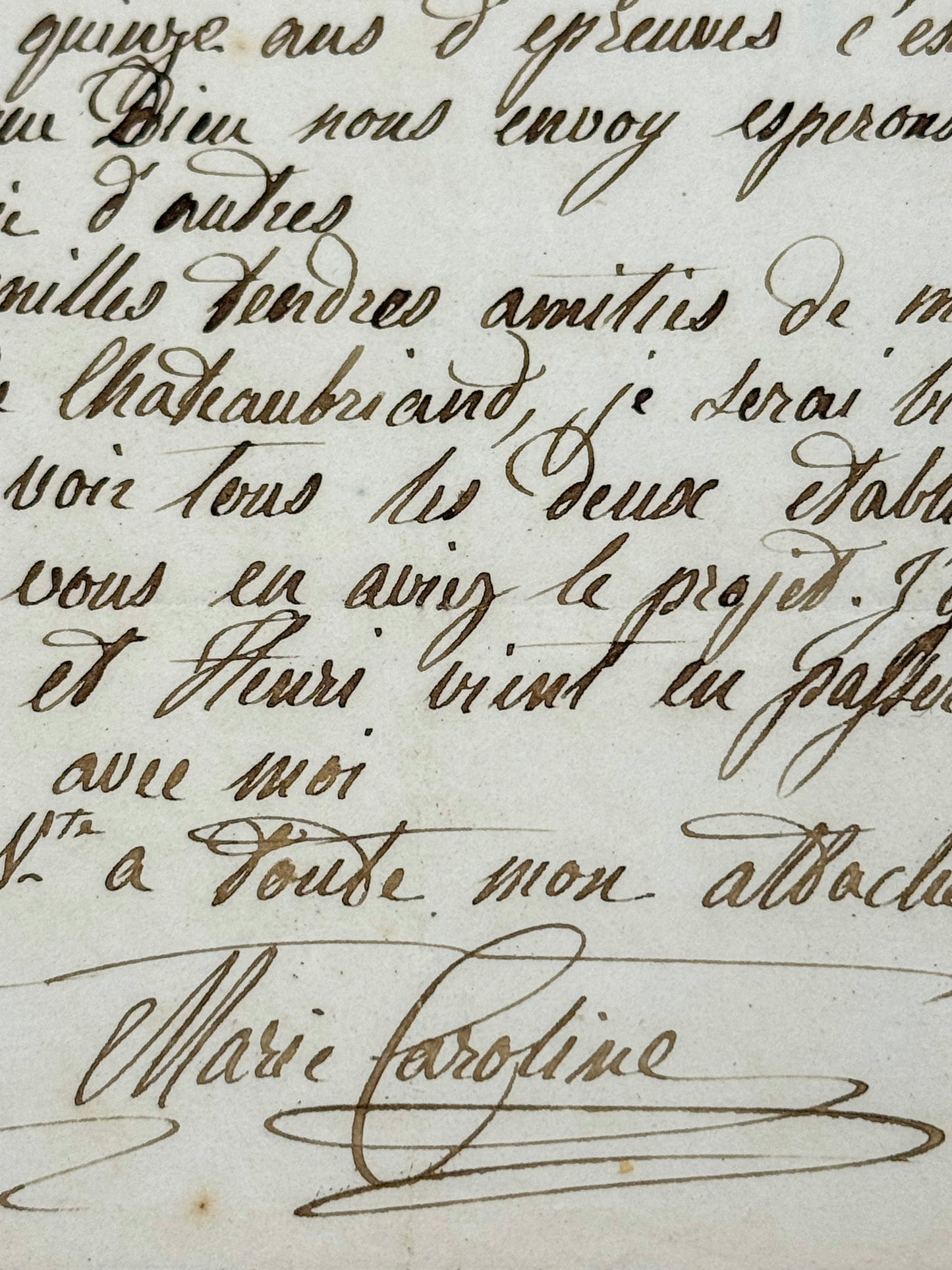 L.A.S. duchesse de Berry à Chateaubriand