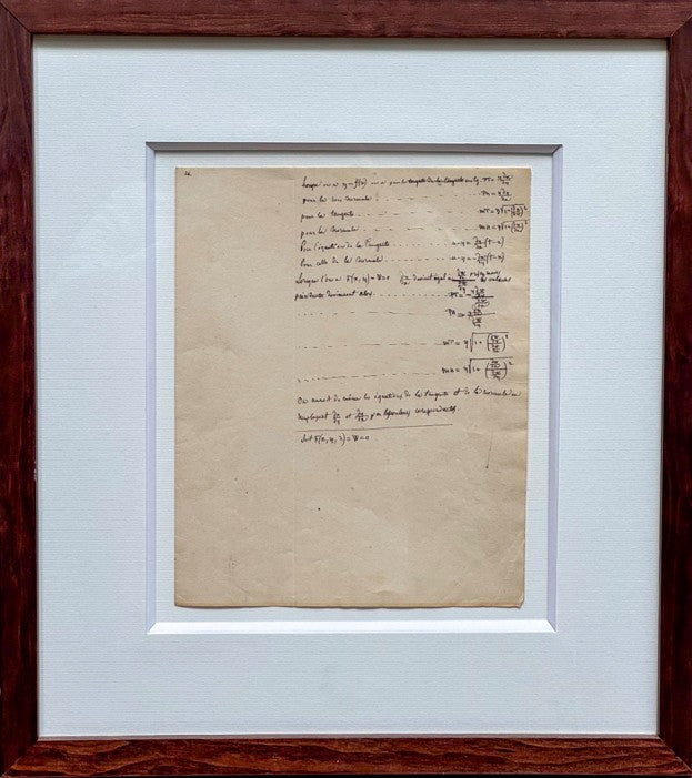 Le feuillet autographe de Joseph Fourier dans son encadrement (390 × 350 mm)