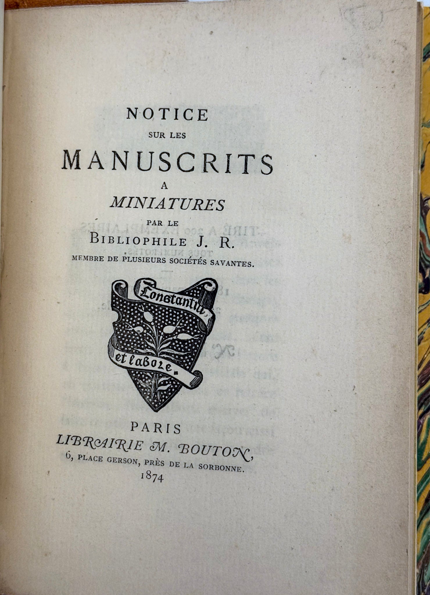 Notice sur les manuscrits à miniature