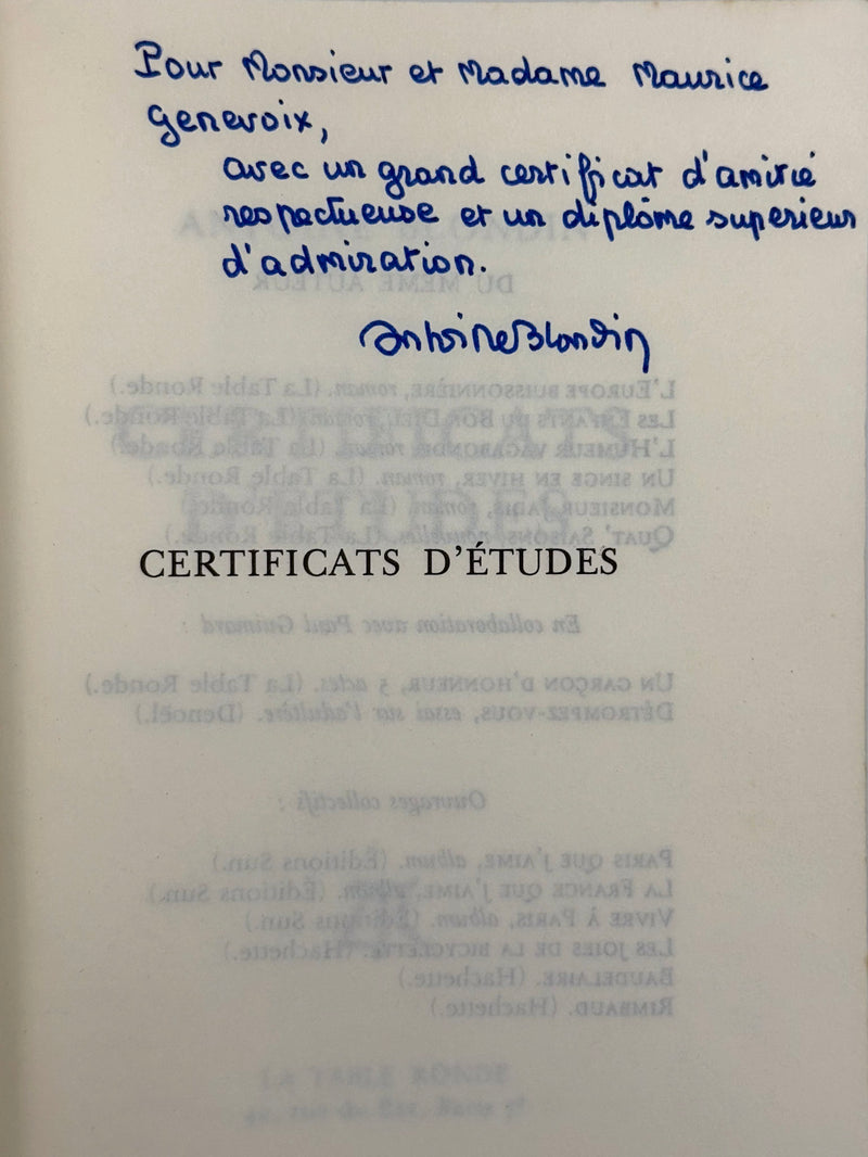 Certificats d'Études [L'exemplaire Genevoix]
