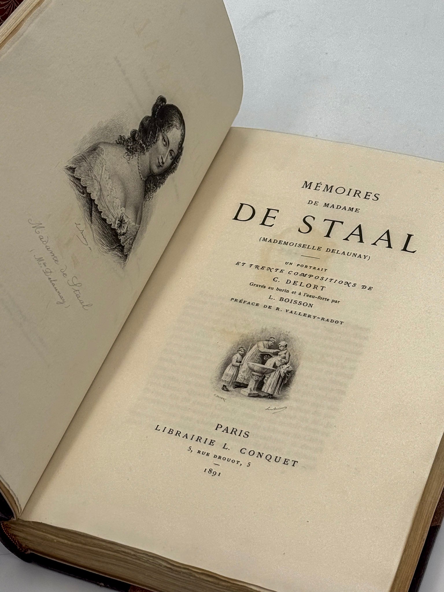 Mémoires de Madame de Staal (mademoiselle Delaunay). Un portrait et trente compositions de C. Delort gravés au burin et à l'eau-forte par L. Boisson.