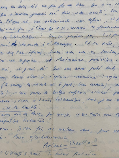 Lettre autographe signée, Robert Brasillach à un médecin lyonnais