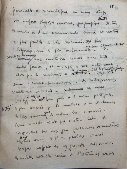 Autograph manuscript "Mémoire pour le cours des Hauts Etudes"