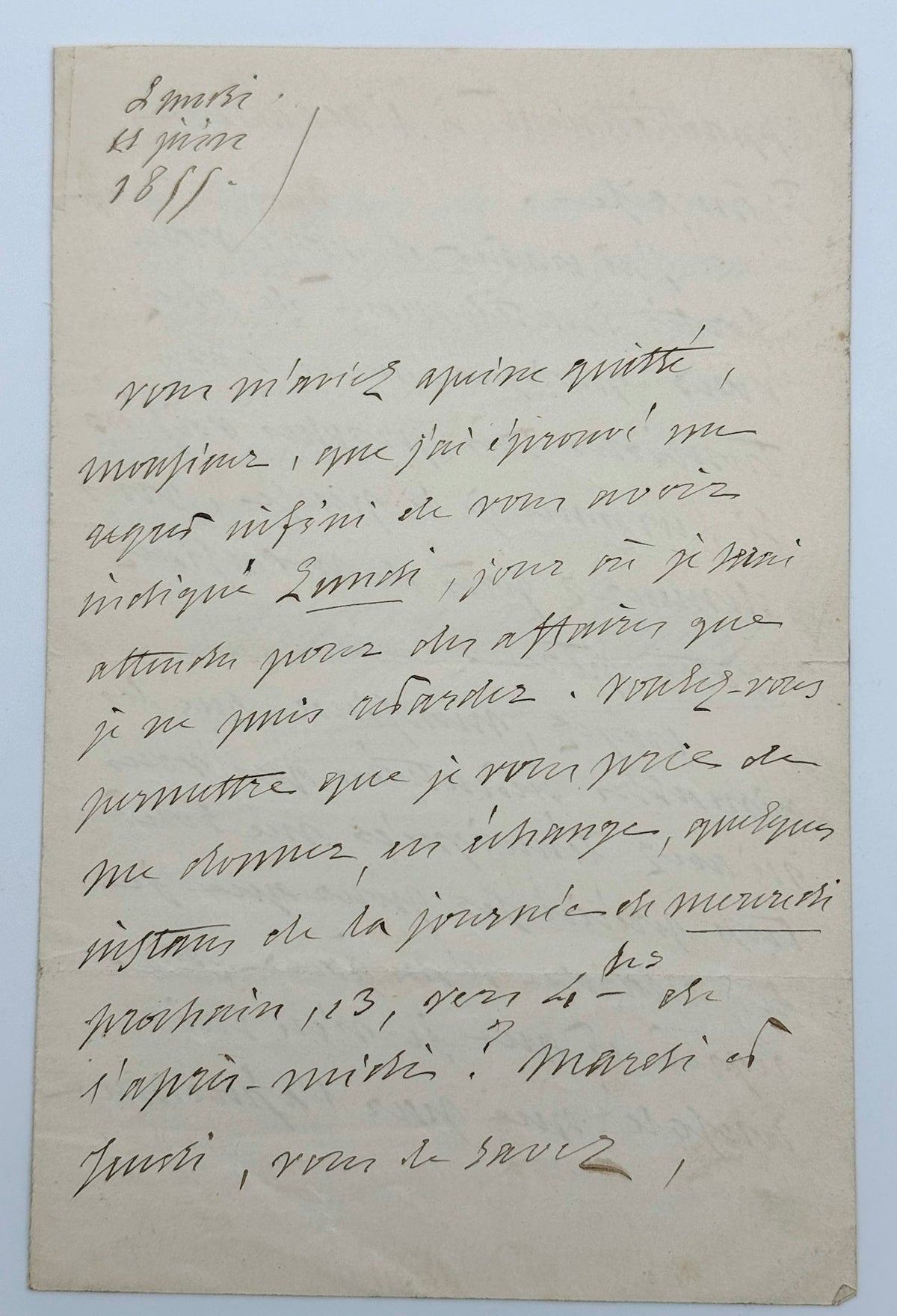 Lettre autographe signée, Alfred de Vigny