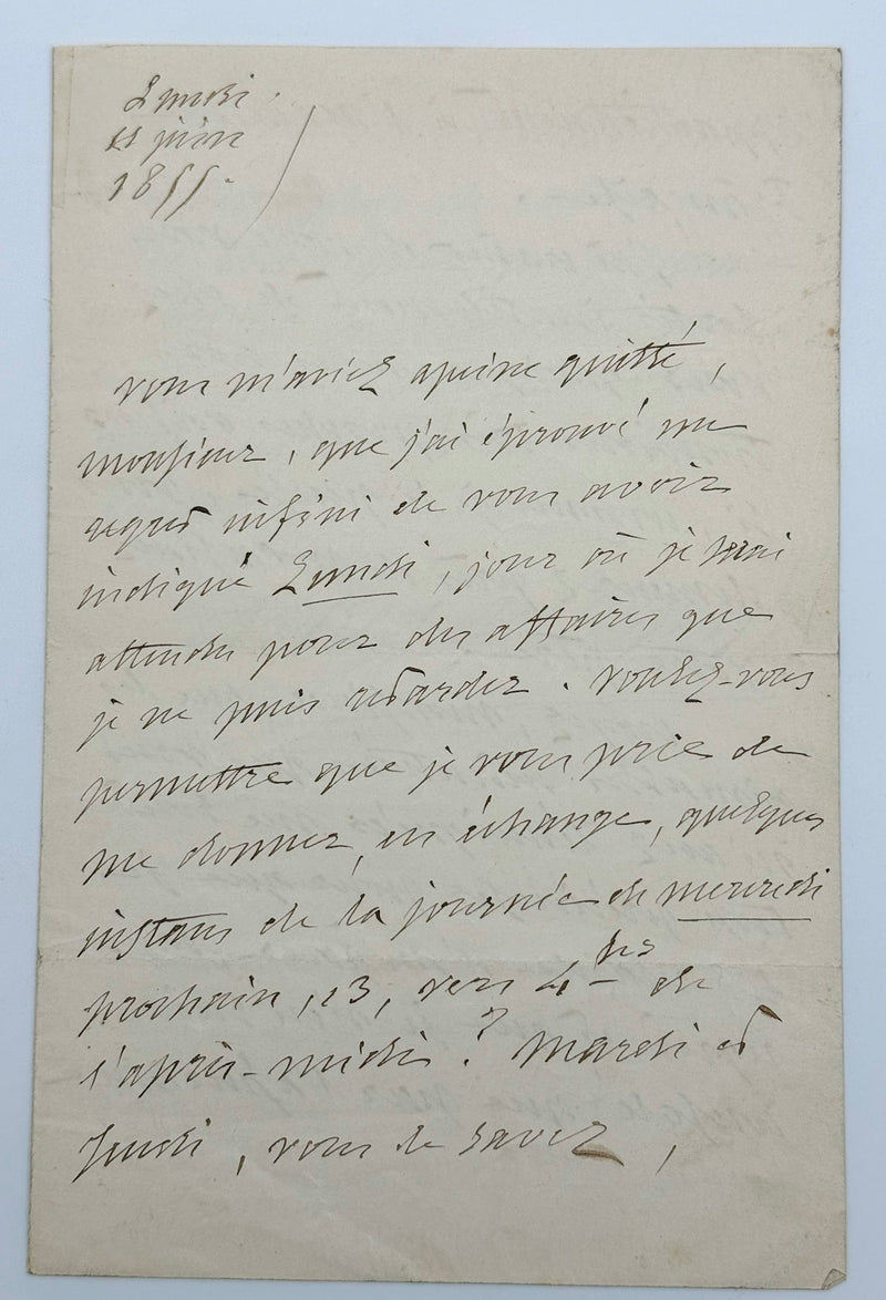 Lettre autographe signée, Alfred de Vigny