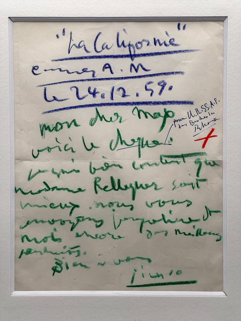 Lettre autographe signée, Picasso à Max Pellequer