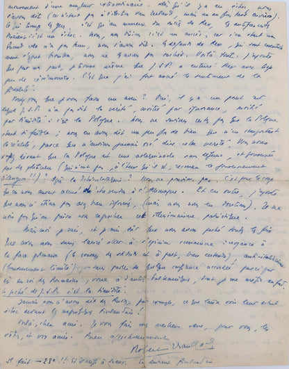 Lettre autographe signée, Robert Brasillach à un médecin lyonnais