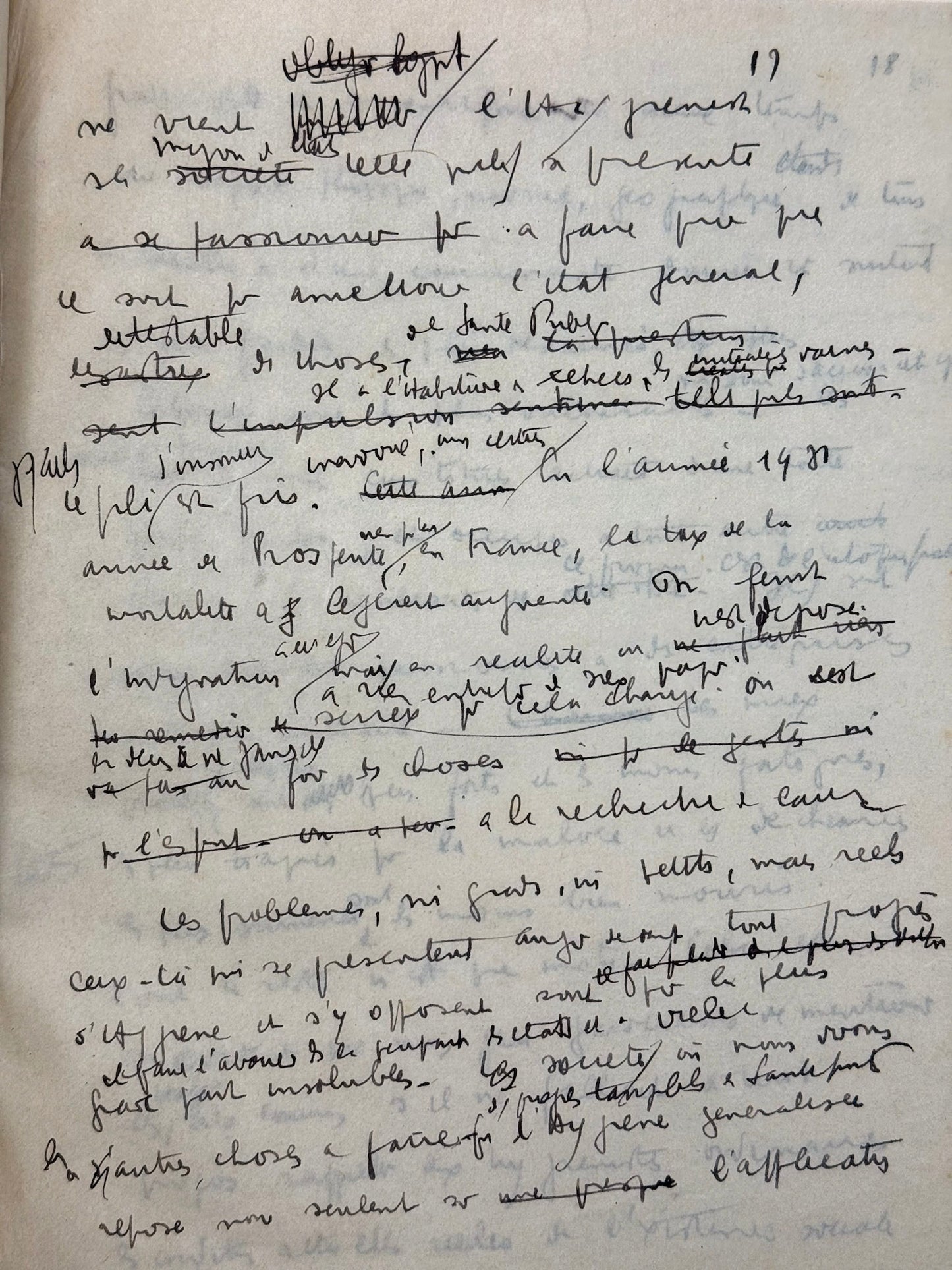 Autograph manuscript "Mémoire pour le cours des Hauts Etudes"
