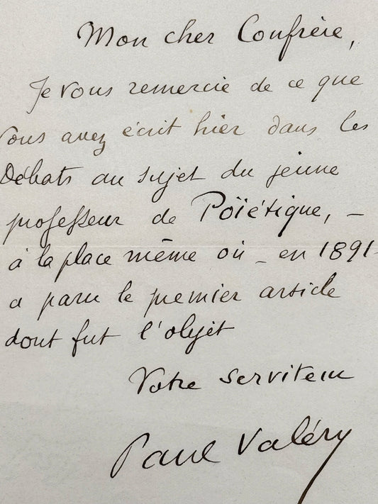 A.L.S. Paul Valéry to Gaétan Sanvoisin