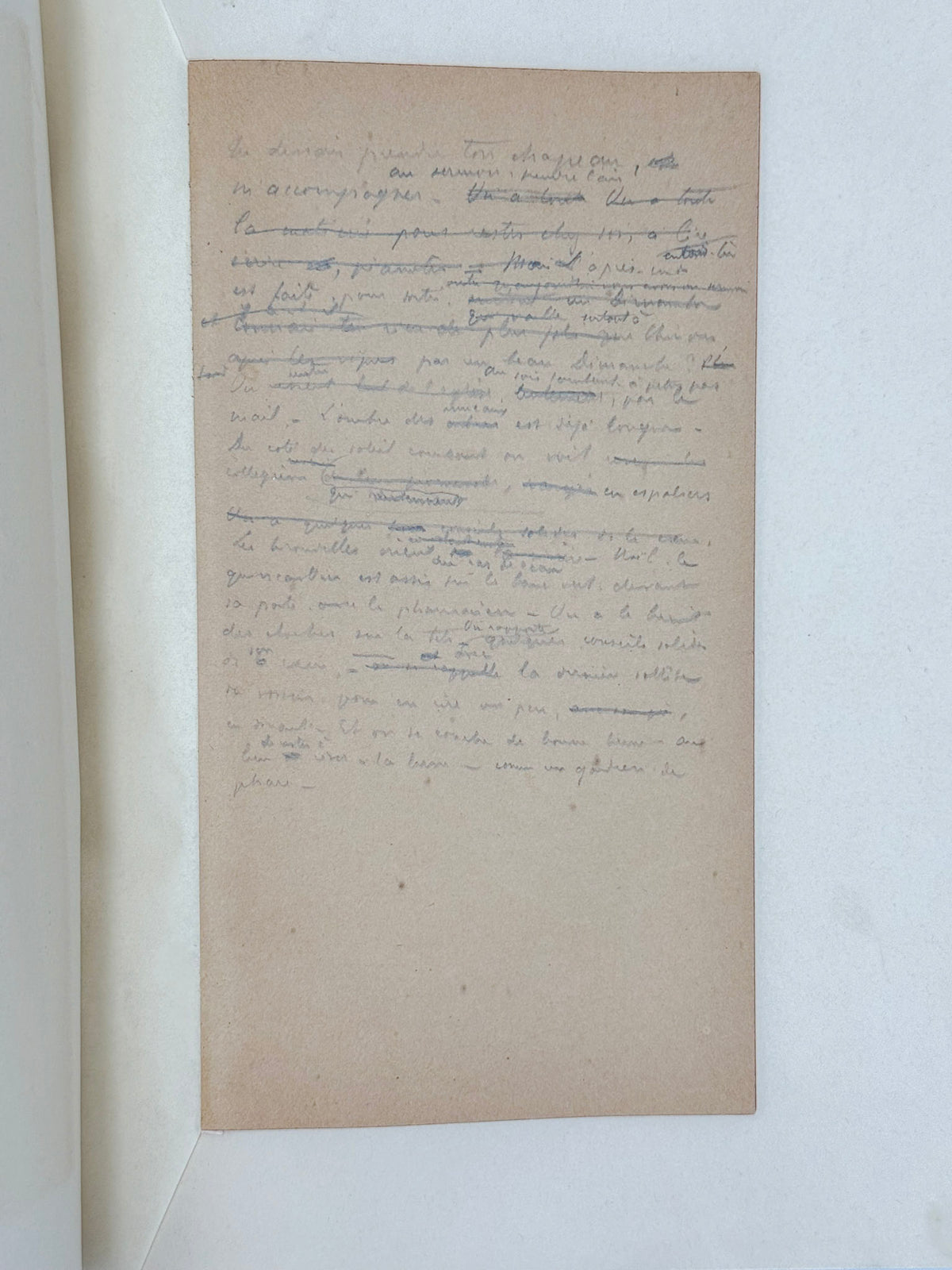 Manuscrit autographe, projet de de pièce tirée de Métier d'amant