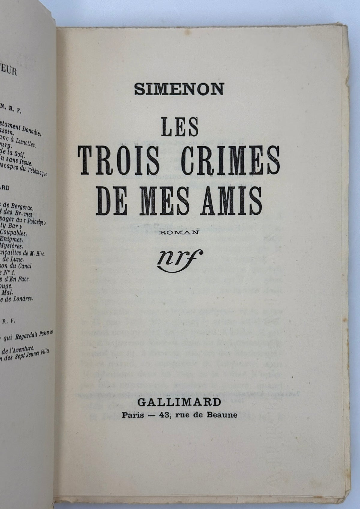 Les trois crimes de mes amis