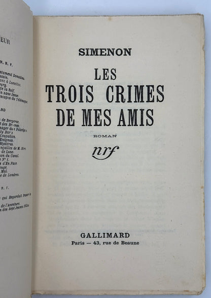 Les trois crimes de mes amis