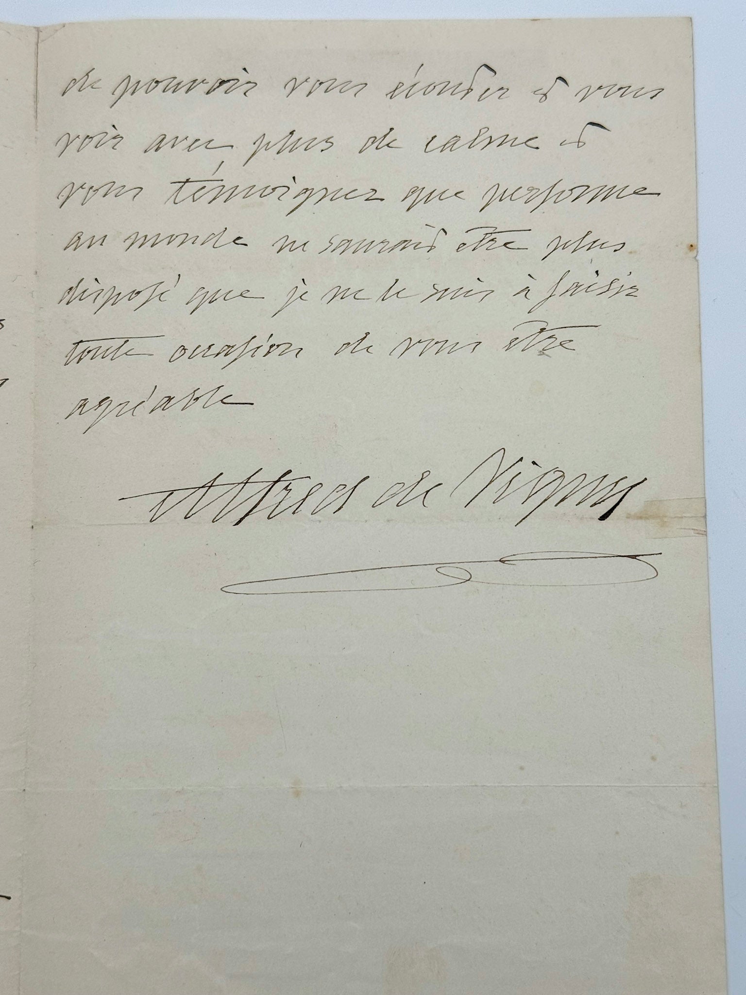 Lettre autographe signée, Alfred de Vigny