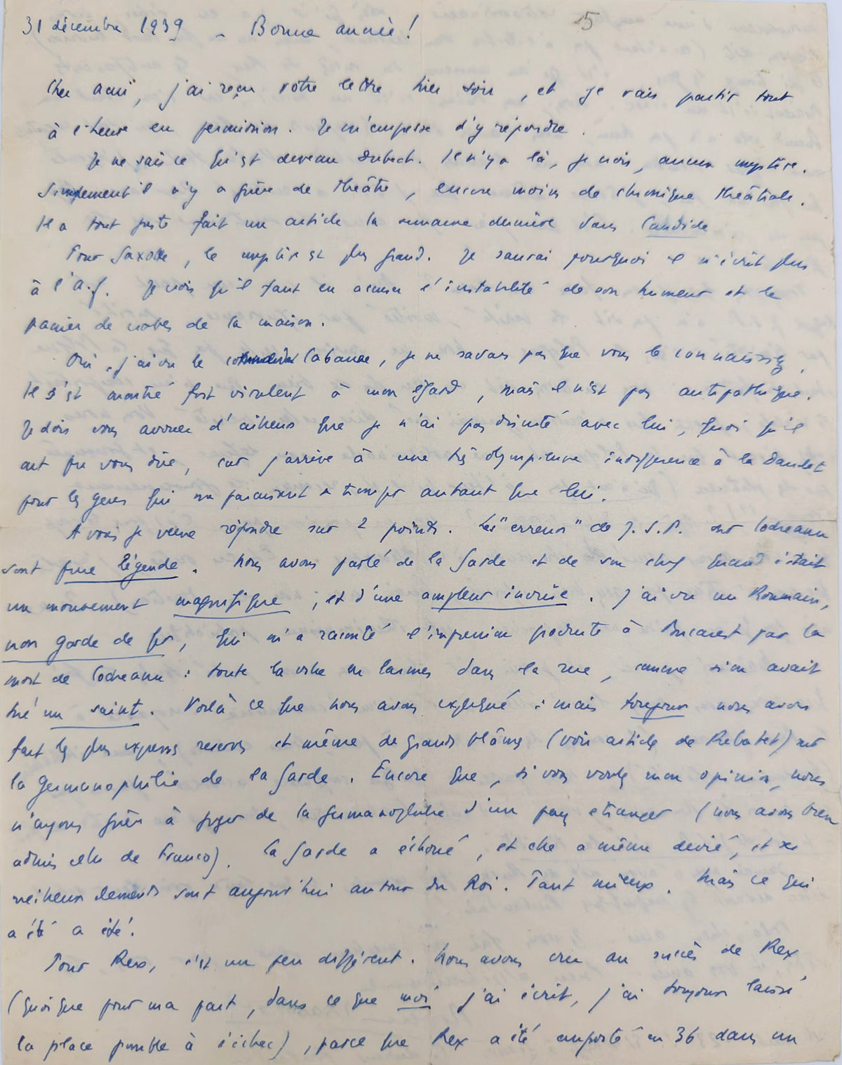 Lettre autographe signée, Robert Brasillach à un médecin lyonnais