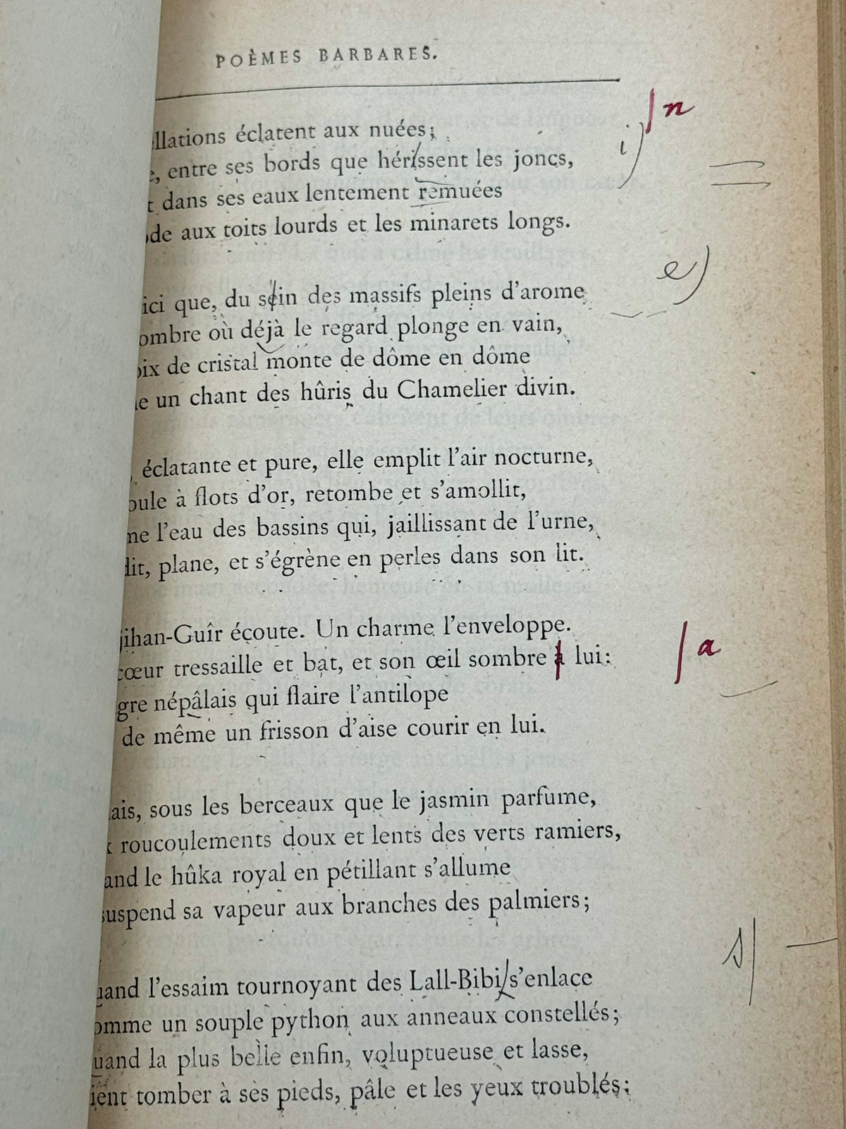 Poèmes barbares. [Corrected proofs.]