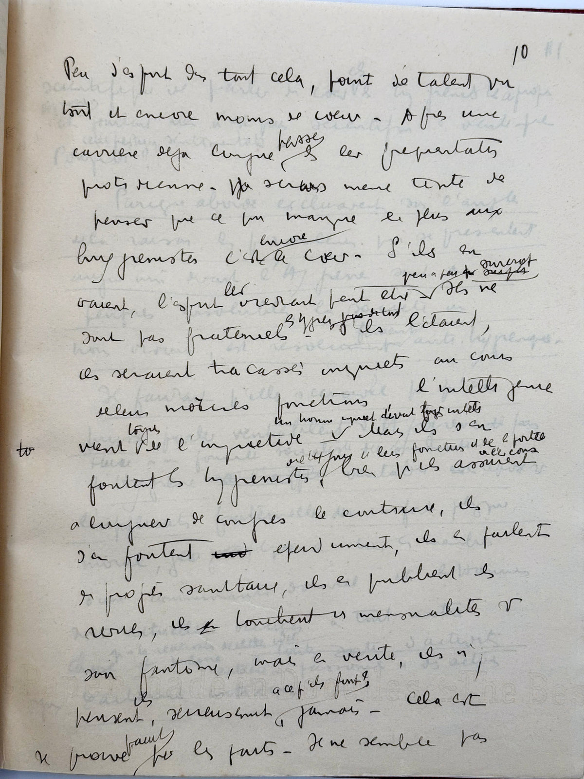 Manuscrit autographe "Mémoire pour le cours des Hauts Etudes"