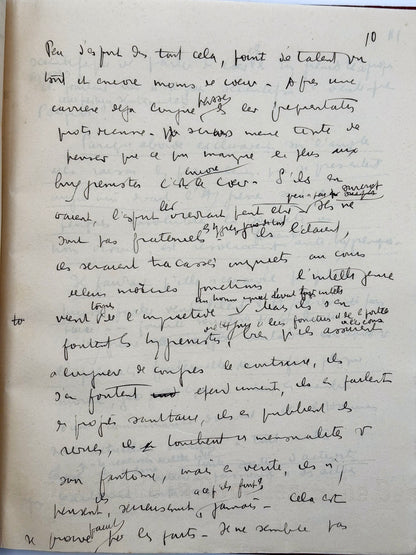 Autograph manuscript "Mémoire pour le cours des Hauts Etudes"