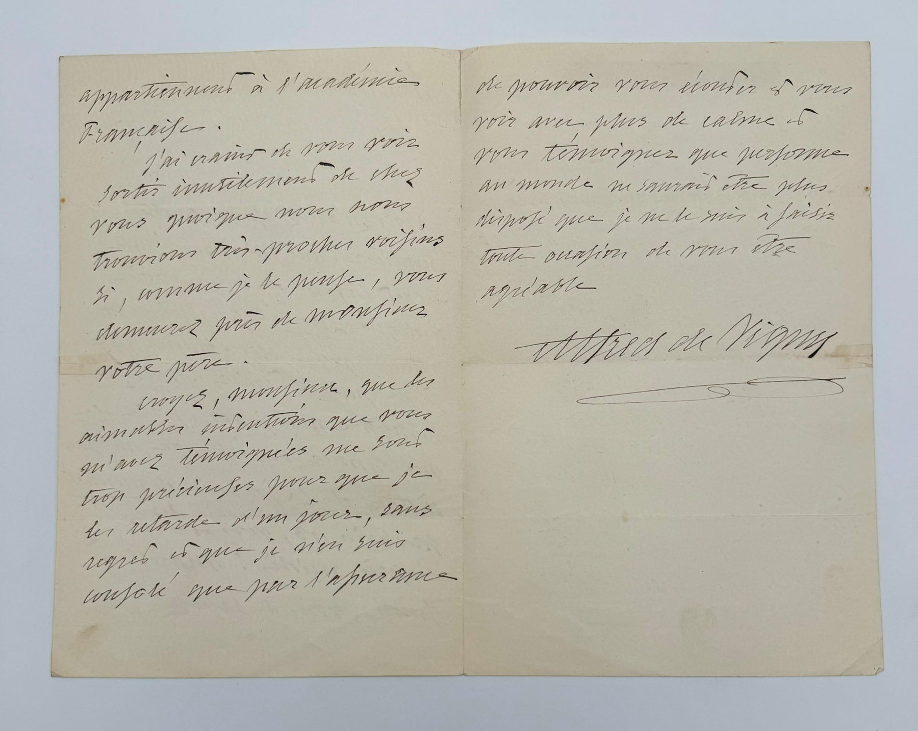Lettre autographe signée, Alfred de Vigny