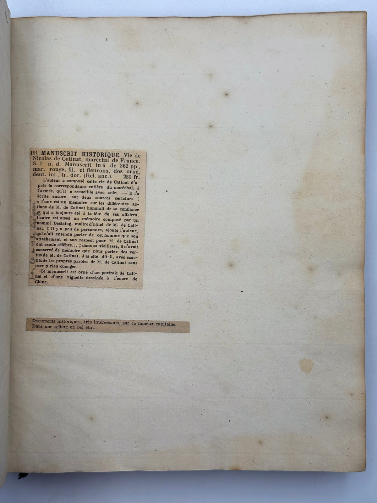 [MANUSCRIT] Vie de Nicolas de Catinat Maréchal de France.
