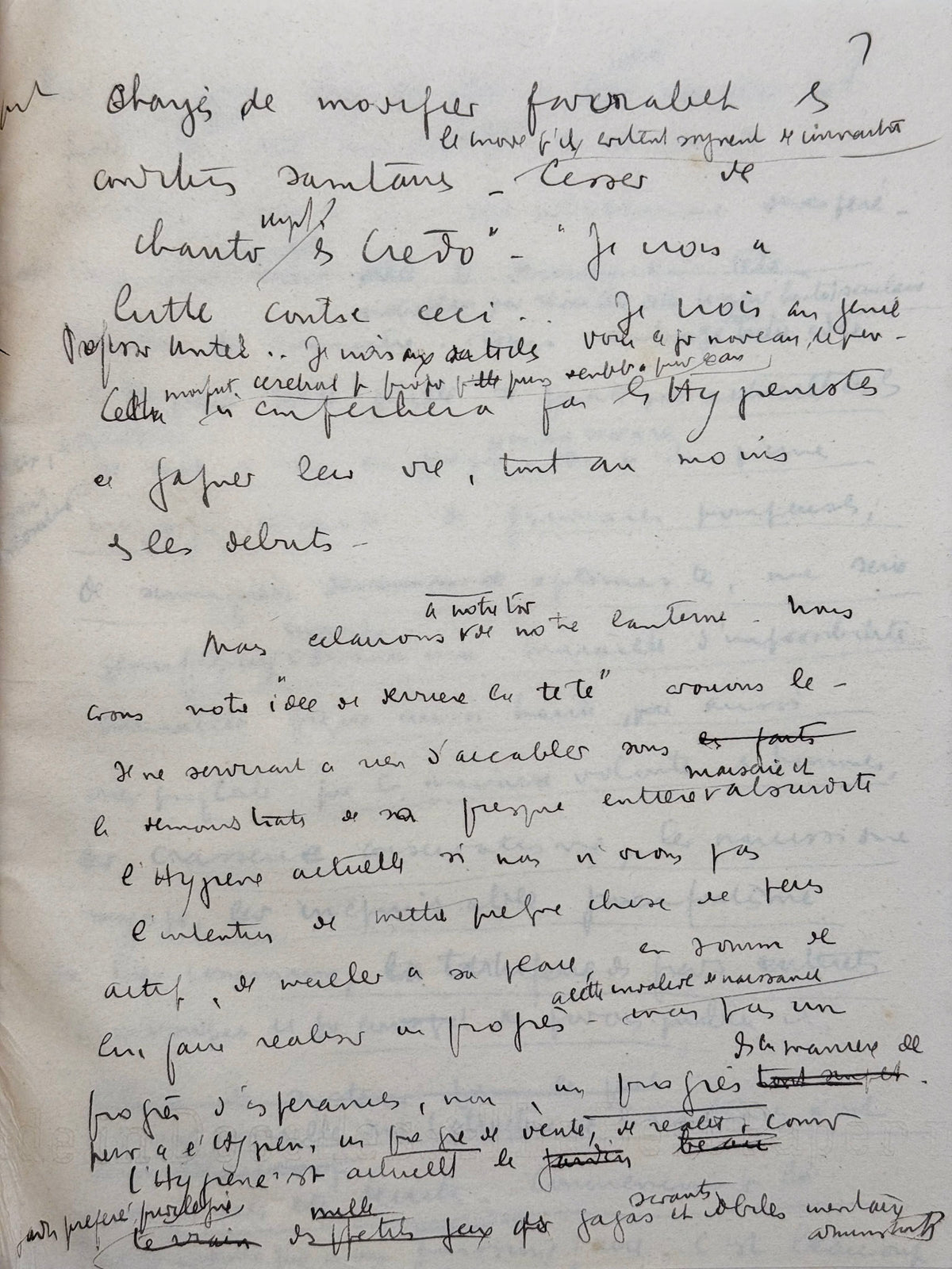 Manuscrit autographe "Mémoire pour le cours des Hauts Etudes"
