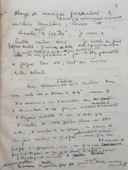 Autograph manuscript "Mémoire pour le cours des Hauts Etudes"