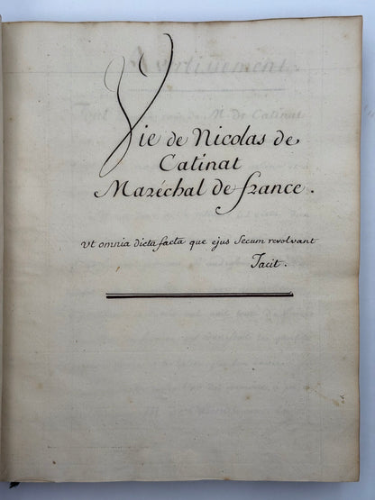 [MANUSCRIPT] Vie de Nicolas de Catinat Maréchal de France.