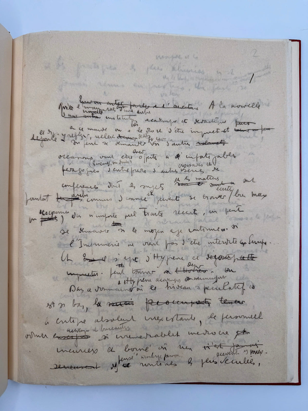 Manuscrit autographe "Mémoire pour le cours des Hauts Etudes"