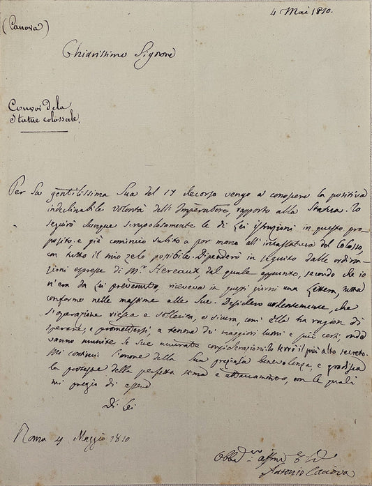 L.A.S. Antonio Canova à Ghiavissimo Signore