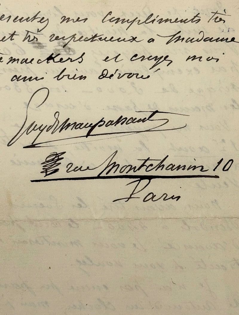 Lettre autographe signée, Maupassant à Henry Kistemaeckers