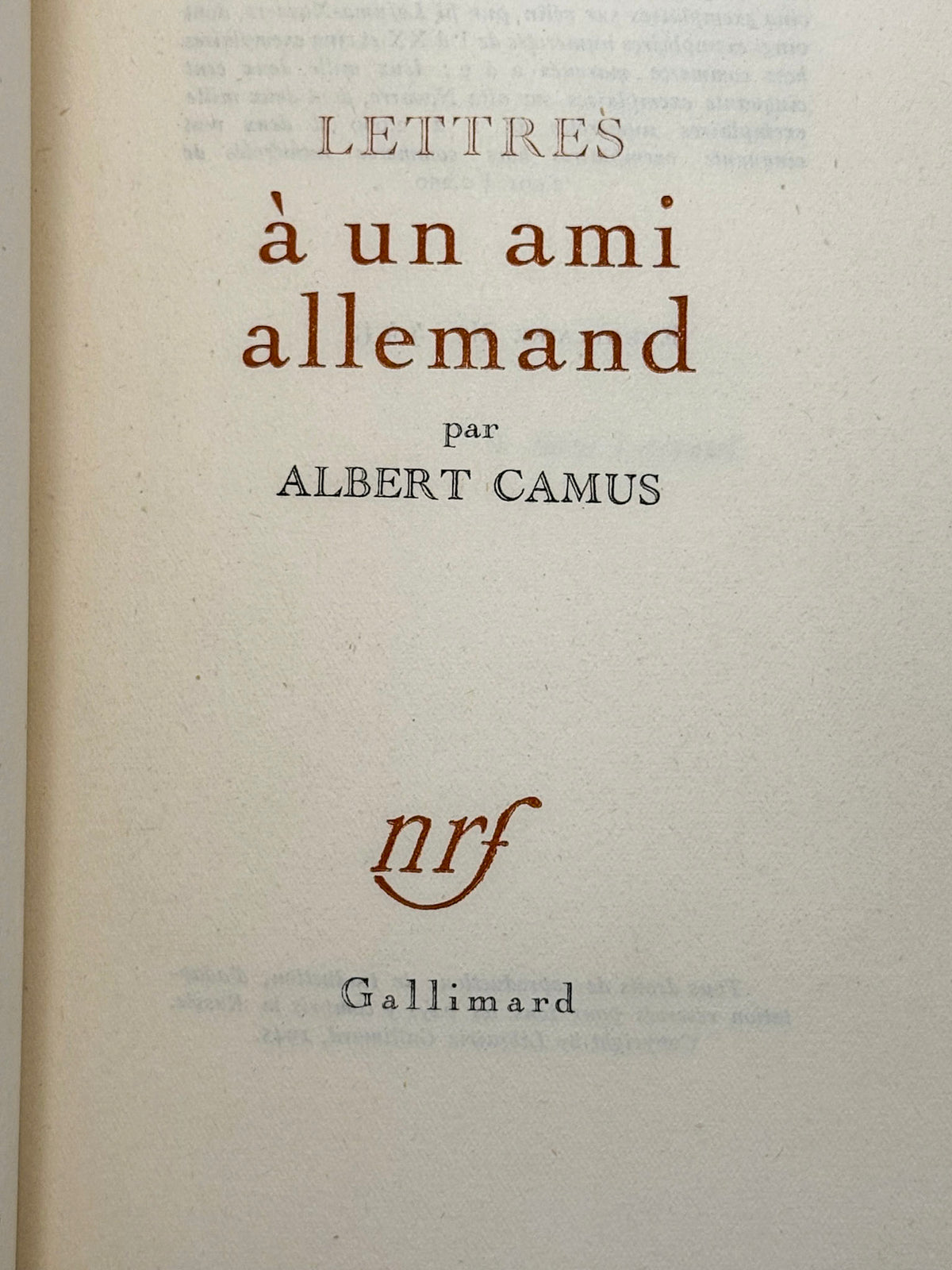 Lettres à un ami allemand