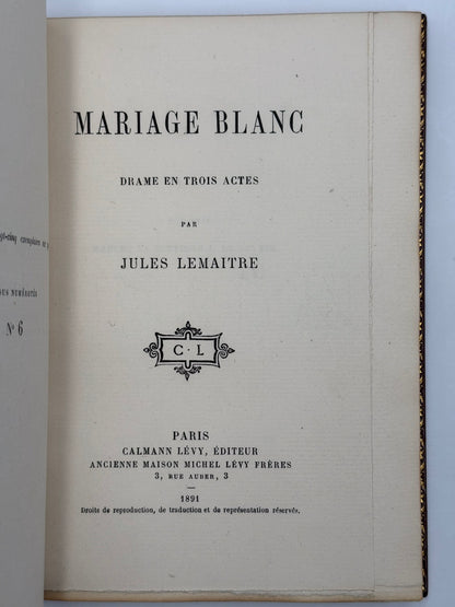 Mariage blanc. Drame en trois actes