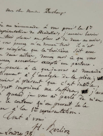 Autograph letter signed, Berlioz to Émile Deschamps