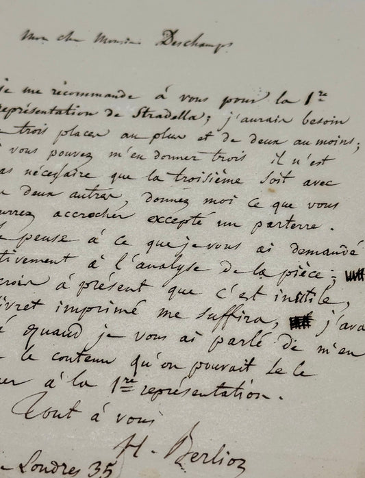 Autograph letter signed, Berlioz to Émile Deschamps
