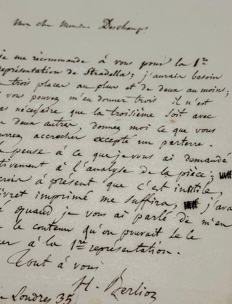 Lettre autographe signée, Berlioz à Émile Deschamps