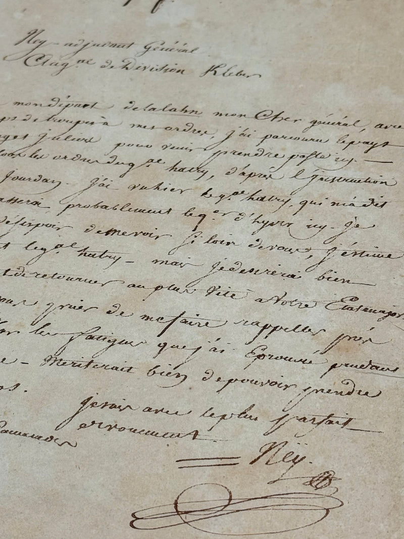 Lettre autographe signée, Ney au général Kléber