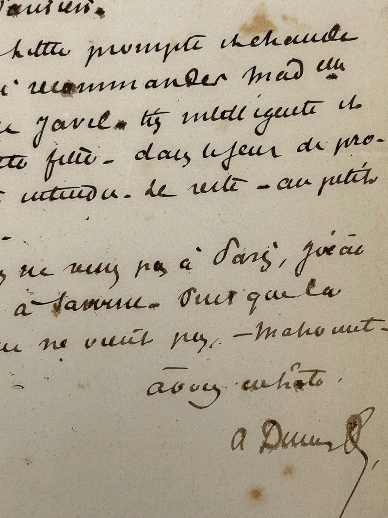 Lettre autographe signée, Dumas fils