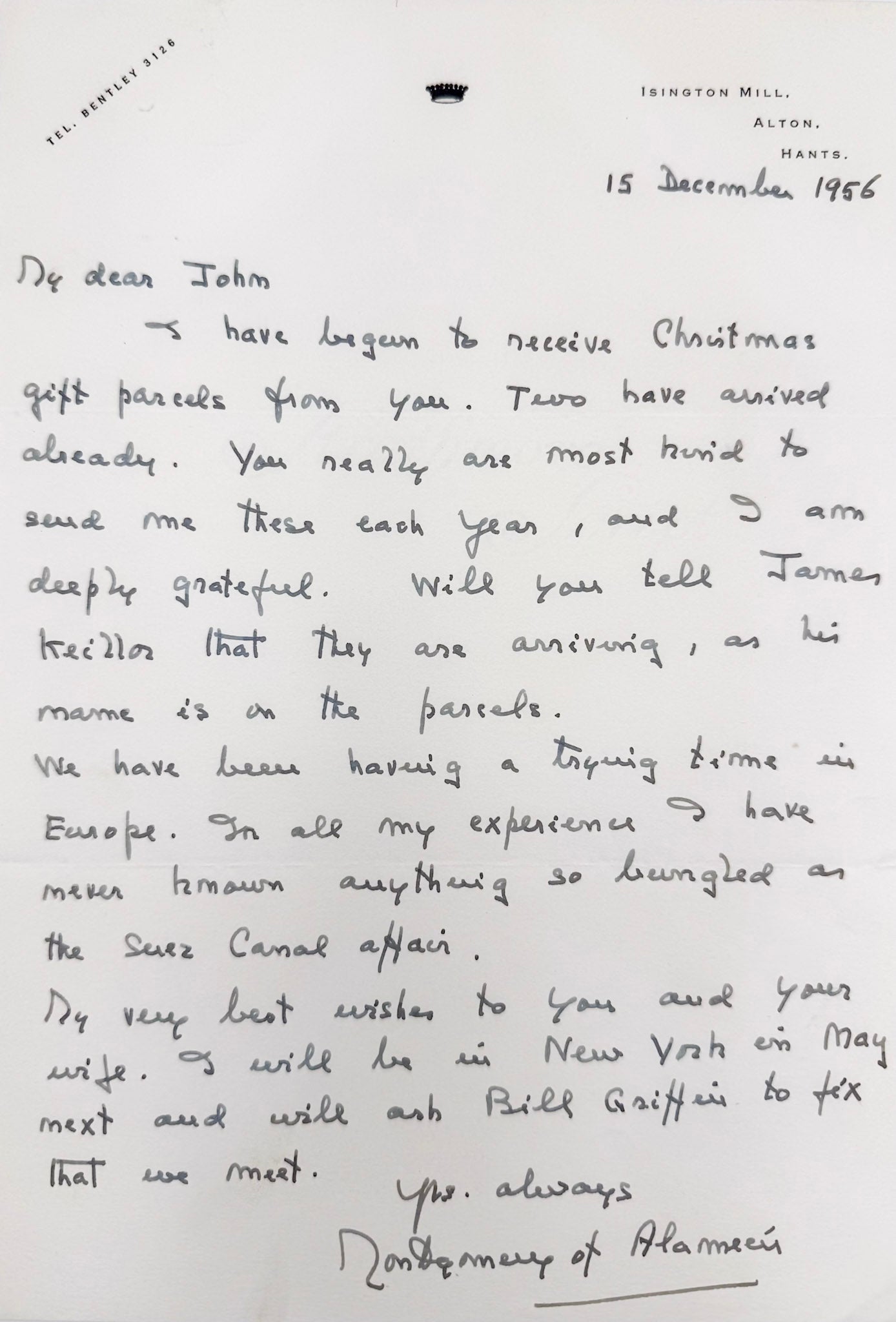 Autograph letter signed, Montgomery of Alamein