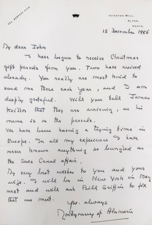 Autograph letter signed, Montgomery of Alamein