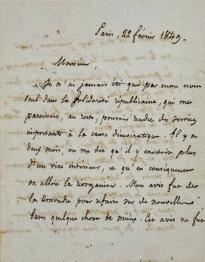 Lettre autographe signée, Lamennais