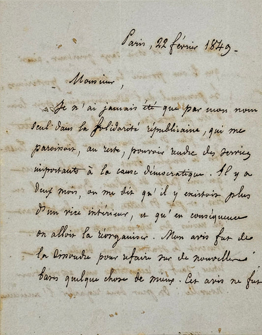 Lettre autographe signée, Lamennais