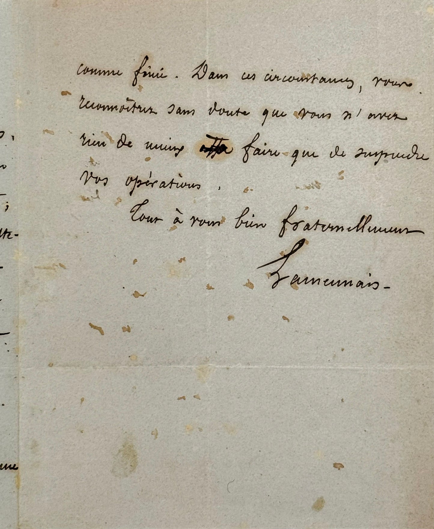 Lettre autographe signée, Lamennais