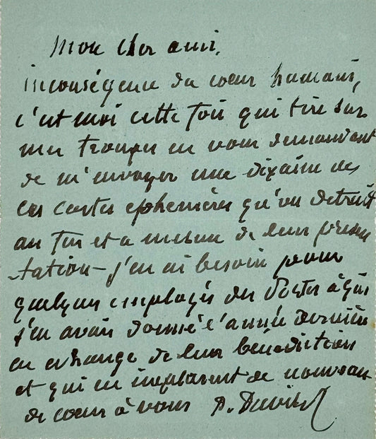 Autograph letter signed, Puvis de Chavanne to Durand-Tahier