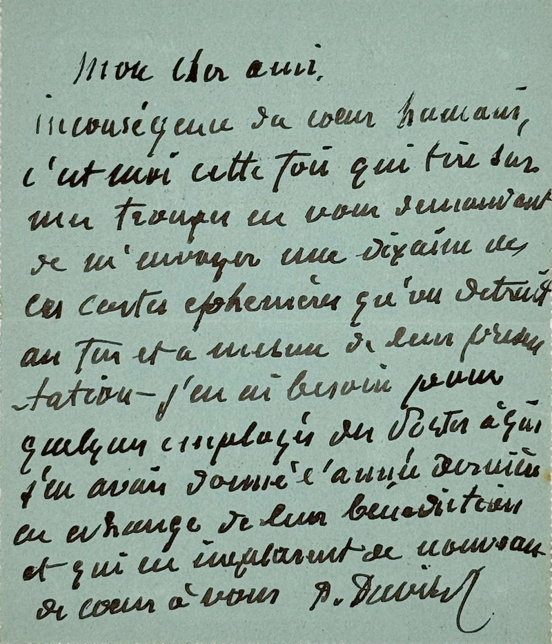 Lettre autographe signée, Puvis de Chavanne à Durand-Tahier