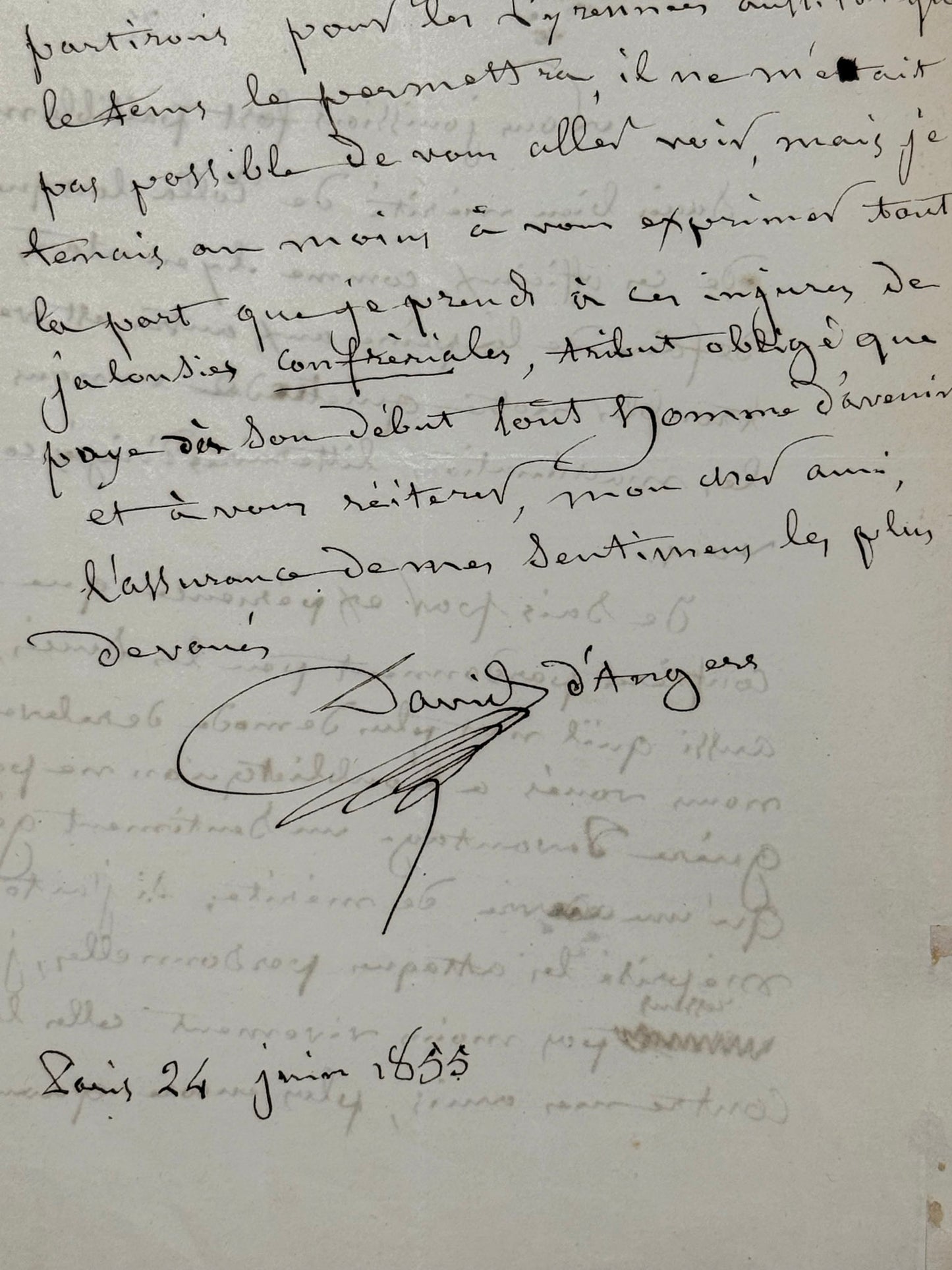 Autograph letter signed, David d'Angers to Edmond About