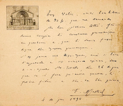 Autograph letter signed, Mistral to Valère [in Provençal]