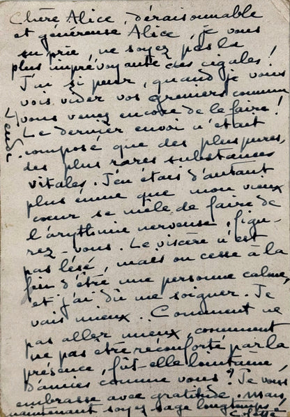 Autograph letter signed, Colette to Alice Bénard