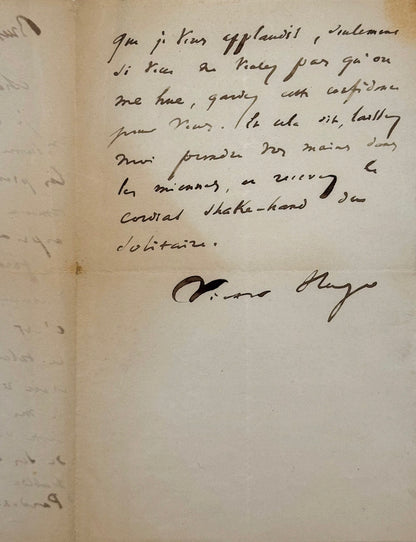 Autograph letter signed, Hugo to Paul Féval