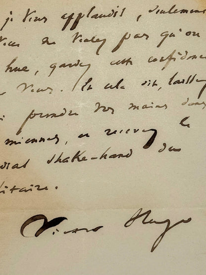 Autograph letter signed, Hugo to Paul Féval
